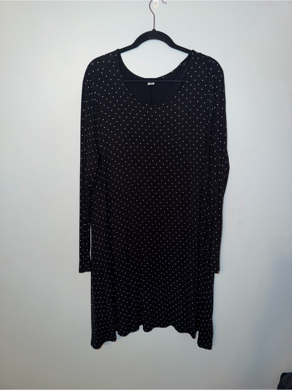 Old Navy Black Long Sleeve Polka Dot Tunic Dress